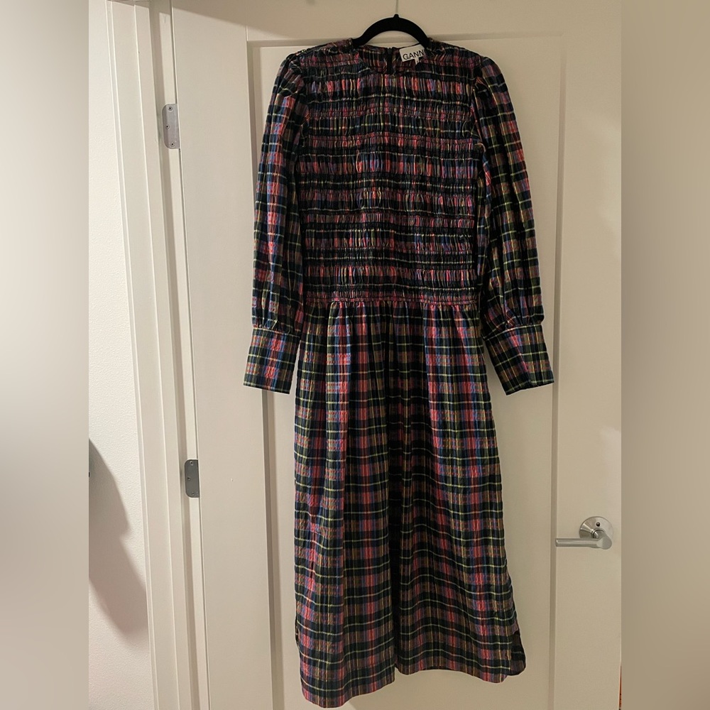 Ganni Multicolor Checkered Dress